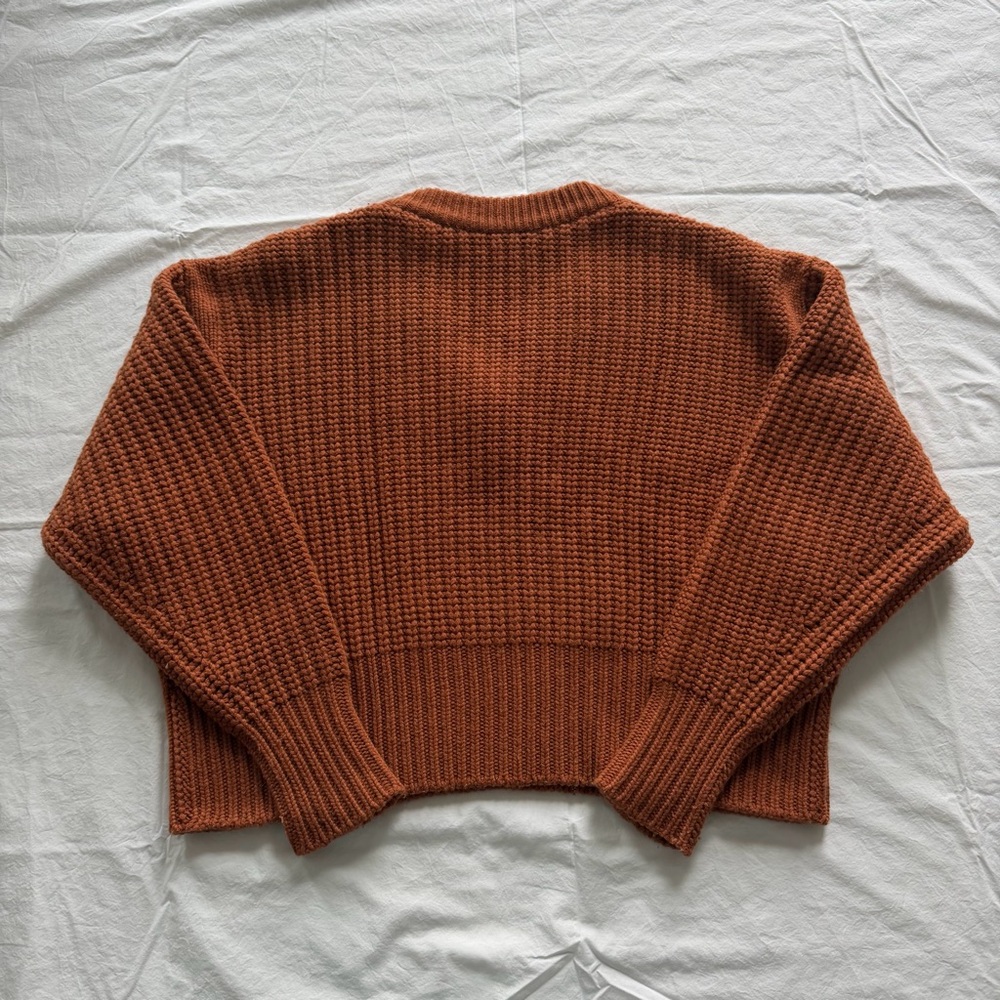 Autumn Cashmere Chunky‎ V-Neck Wool/Cashmere Sweater Burnt Orange S - Picture 3 of 6